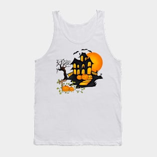 Halloween Pumpkins Scary and Spooky Haunted House Tank Top